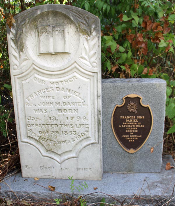 Frances Sims Daniel's headstone (File photo)