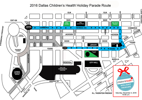 2016 Children’s Health Holiday Parade route*